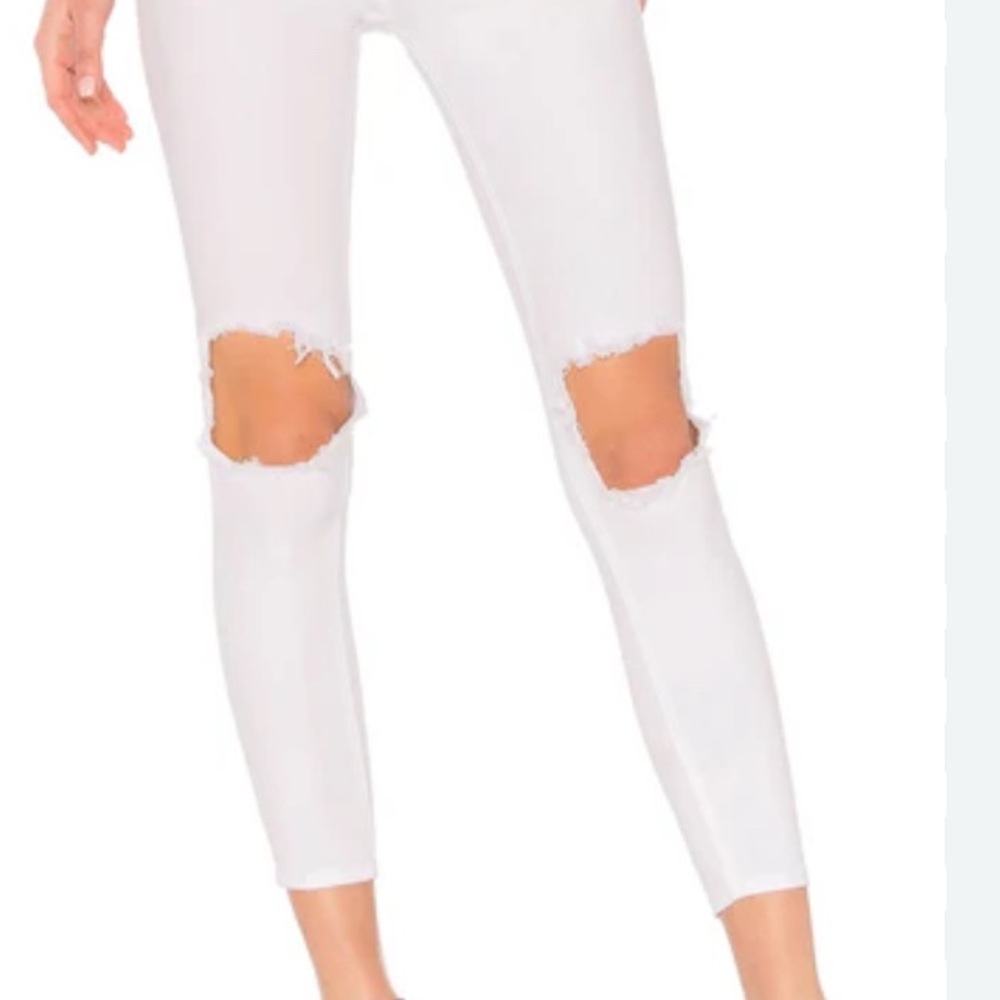Free People Womens Busted Knee Hole Ripped Skinny Fit Jeans Pants White 29 Slim
